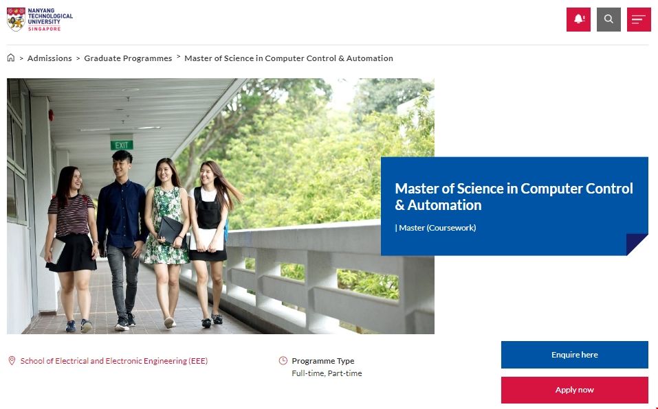 南洋理工大學計算機控制和自動化專業