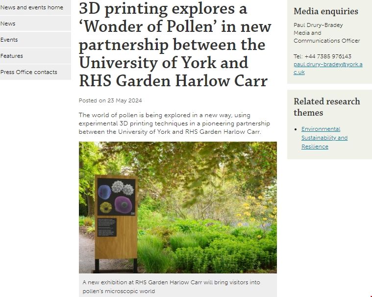 約克大學利用3D打印技術感受花粉世界.png 約克大學利用3D打印技術感受花粉世界.png